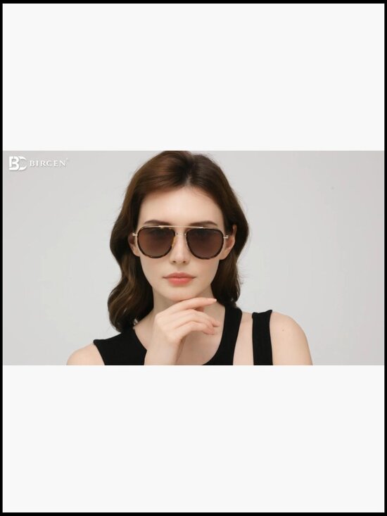 Acetate & Metal Aviator Polarized UV Protection Sunglasses